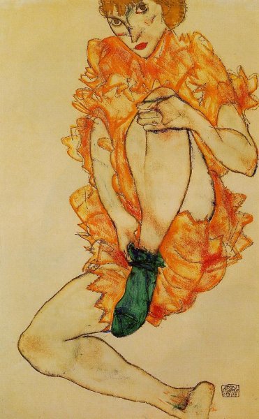 Main Product Photo of The Green Stocking Painting by Egon Schiele
