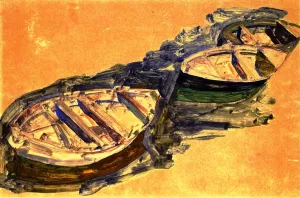 Three Rowboats painting by Egon Schiele