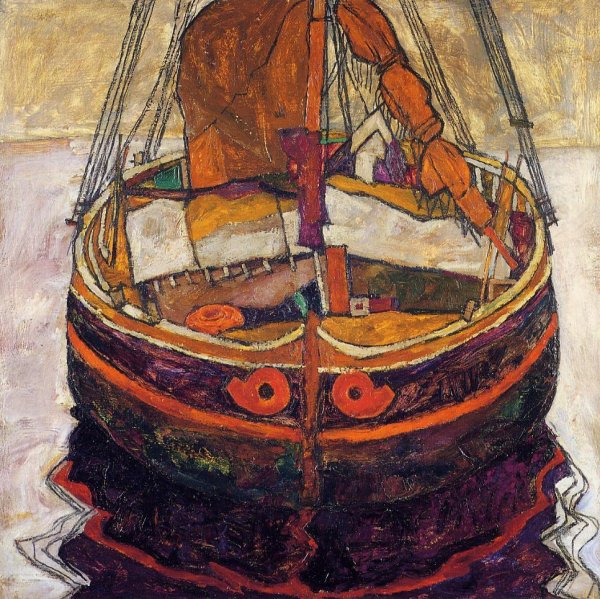 Main Product Photo of Trieste Fishing Boat Painting by Egon Schiele