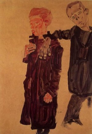 Two Guttersnipes Oil painting by Egon Schiele