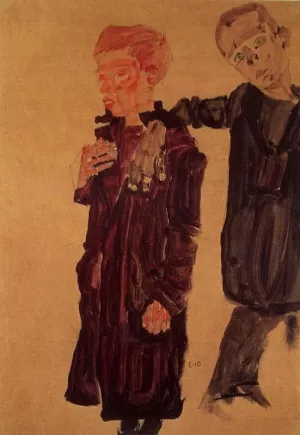 Two Guttersnipes by Egon Schiele - Oil Painting Reproduction