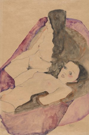 Two Reclining Nudes by Egon Schiele Oil Painting