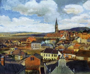 View from the Drawing Classroom, Klosterneuburg by Egon Schiele Oil Painting