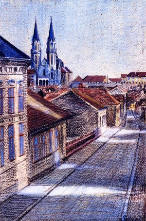 View from the Drawing Classroom Klosterneuburg Oil painting by Egon Schiele