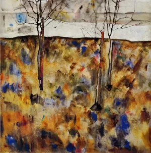 Winter Trees by Egon Schiele - Oil Painting Reproduction