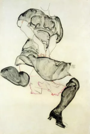 Woman with Black Stockings by Egon Schiele Oil Painting