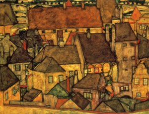 Yellow City by Egon Schiele Oil Painting
