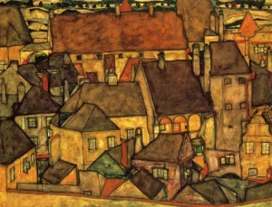 Yellow City by Egon Schiele Oil Painting