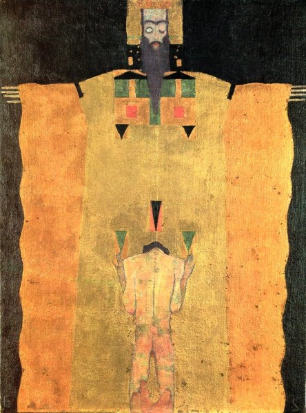 Main Product Photo of Young Man Kneeling before God the Father Painting by Egon Schiele