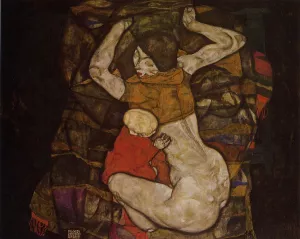 Young Mother also known as Blind Mother by Egon Schiele - Oil Painting Reproduction