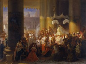 Procession at the Feast of Corpus Christi in Rome by Egron Lundgren Oil Painting