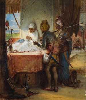 Sikh Soldiers Bargaining for a Diamond by Egron Lundgren Oil Painting