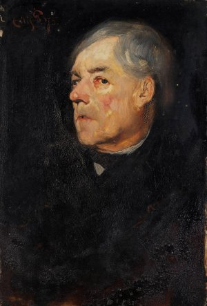 Study of an old Man by Eilif Peterssen Oil Painting