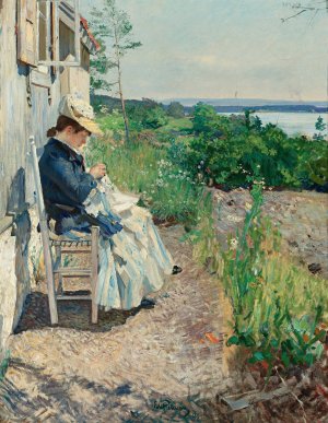 Sunshine, Kalvoya by Eilif Peterssen Oil Painting