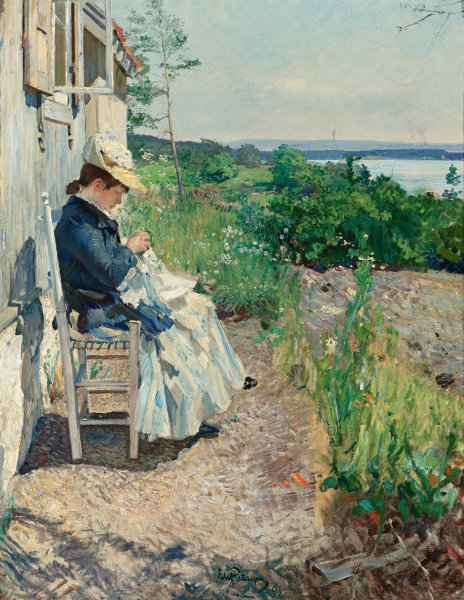 Sunshine, Kalvoya  by Eilif Peterssen - Hand-Painted Oil Painting Reproduction