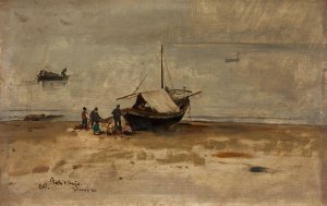 The Beach at Porto d'Anzio by Eilif Peterssen Oil Painting