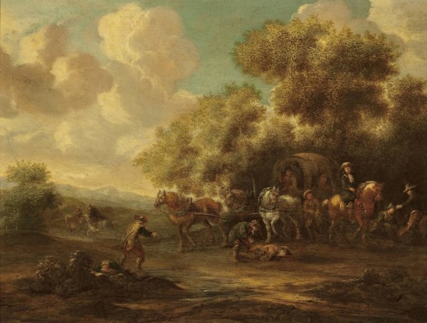 Assault on travellers  by Eise Aetes Ruytenbach - Hand-Painted Oil Painting Reproduction