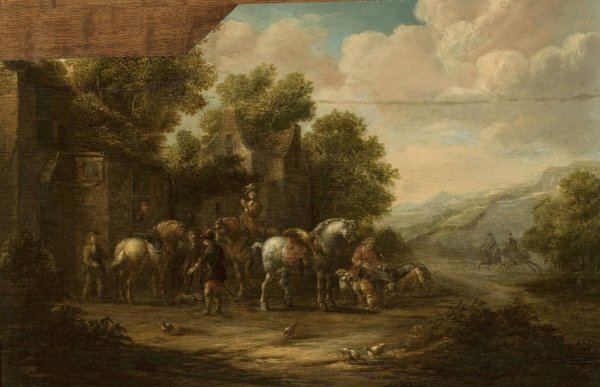 Landscape with horsemen  by Eise Aetes Ruytenbach - Hand-Painted Oil Painting Reproduction