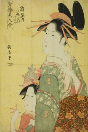 Hanaogi of the Ogiya, from the series 'Beauties of the Pleasure Quarters' by Eishosai Choki Oil Painting