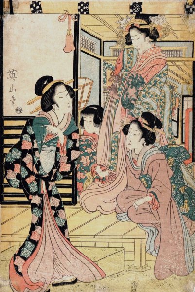 Main Product Photo of Three Beauties and a Child  Painting by Eizan Kikukawa