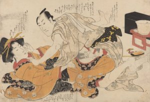 Untitled shunga by Eizan Kikukawa Oil Painting