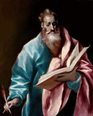 Apostle Saint Matthew Oil painting by El Greco (Domenikos Theotokopoulos)