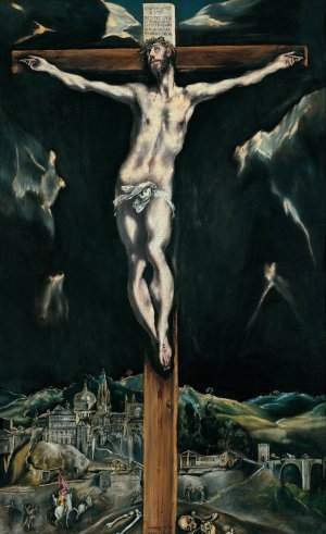 Christ Crucified With Toledo In The Background by El Greco (Domenikos Theotokopoulos) Oil Painting