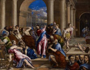 Christ Driving the Money Changers from the Temple by El Greco (Domenikos Theotokopoulos) Oil Painting