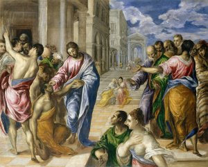 Christ Healing the Blind by El Greco (Domenikos Theotokopoulos) Oil Painting