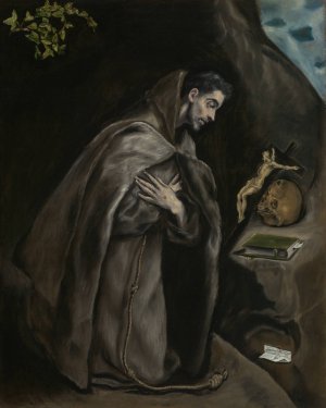 Saint Francis Kneeling in Meditation by El Greco (Domenikos Theotokopoulos) Oil Painting