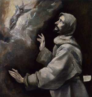 Saint Francis Receiving The Stigmata by El Greco (Domenikos Theotokopoulos) Oil Painting