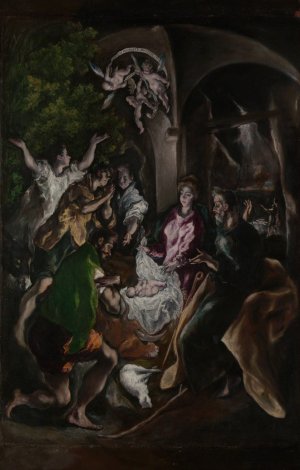 The Adoration of the Shepherds by El Greco (Domenikos Theotokopoulos) Oil Painting