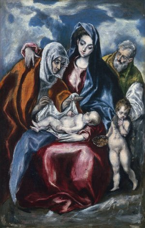 The Holy Family with Saint Anne and the Infant John the Baptist by El Greco (Domenikos Theotokopoulos) Oil Painting