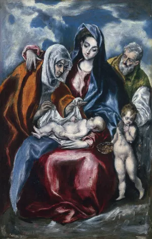 The Holy Family with Saint Anne and the Infant John the Baptist by El Greco (Domenikos Theotokopoulos) Oil Painting