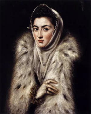 A Lady in a Fur Wrap by El Greco - Oil Painting Reproduction