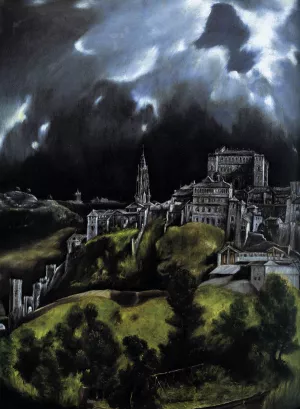 A View of Toledo Detail by El Greco - Oil Painting Reproduction