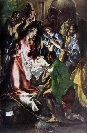 Adoration of the Shepherds Detail Oil painting by El Greco