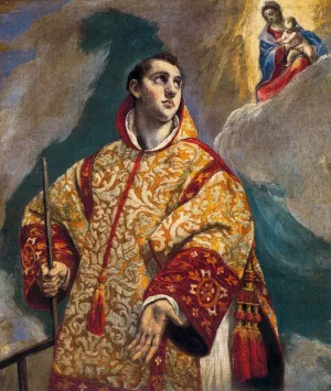 Apparition of the Virgin to St Lawrence painting by El Greco