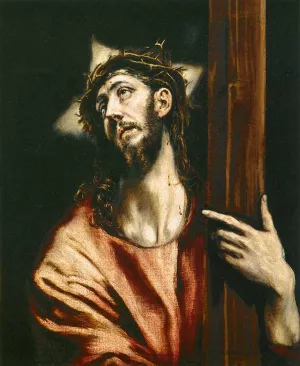 Christ Holding the Cross by El Greco - Oil Painting Reproduction