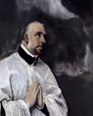Christ on the Cross Adored by Two Donors Detail Oil painting by El Greco