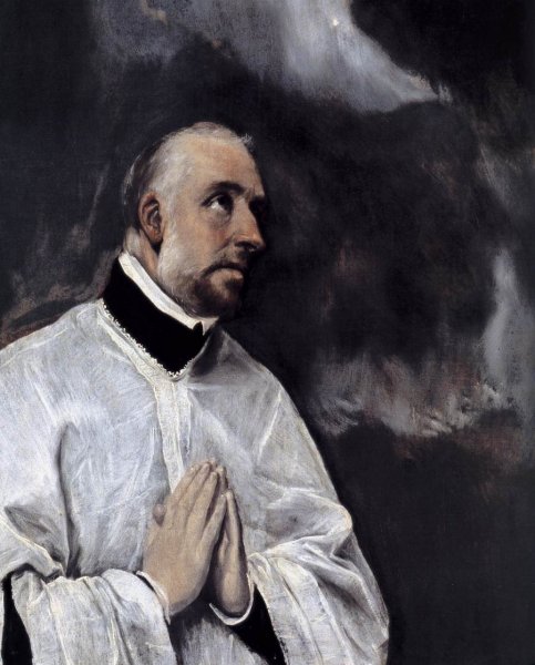 Christ on the Cross Adored by Two Donors Detail by El Greco - Hand-Painted Oil Painting Reproduction