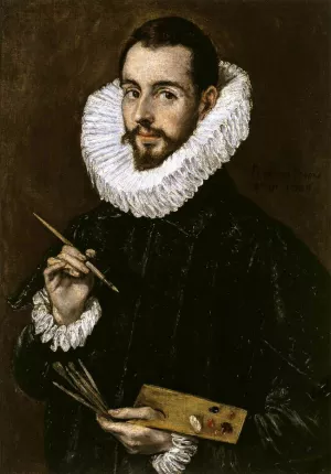 Portrait of the Artist's Son Jorge Manuel Theotokopoulos by El Greco Oil Painting