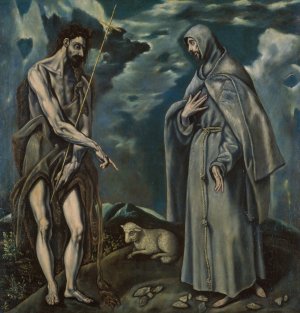 Saint John the Baptist and Saint Francis of Assisi by El Greco Oil Painting