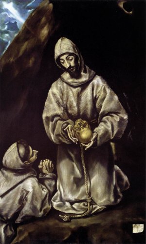 St Francis and Brother Leo Meditating on Death Oil painting by El Greco