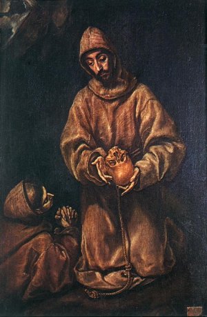 St Francis and Brother Rufus Oil painting by El Greco