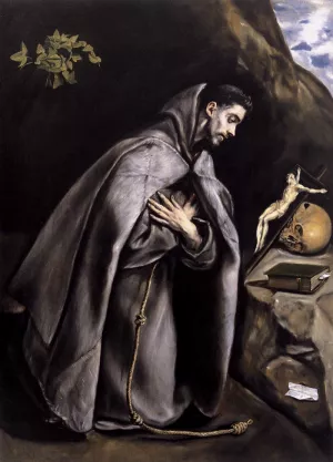 St Francis Meditating by El Greco Oil Painting