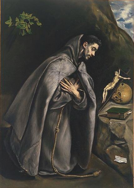 St. Francis Venerating the Crucifix by El Greco - Hand-Painted Oil Painting Reproduction