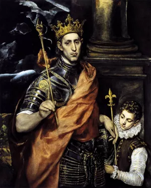 St Louis, King of France, with a Page by El Greco Oil Painting