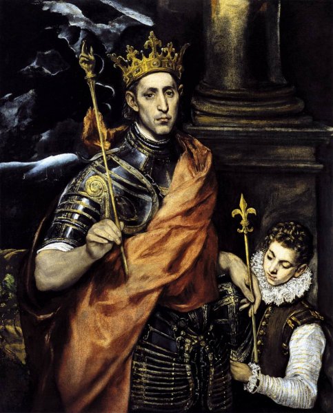 St Louis, King of France, with a Page by El Greco - Hand-Painted Oil Painting Reproduction