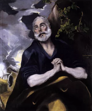 St Peter in Penitence by El Greco Oil Painting
